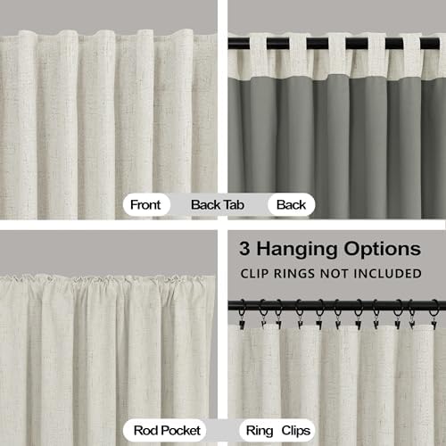 KOUFALL Extra Wide Linen Black Out Curtains Drapes 96 Inch Long 2