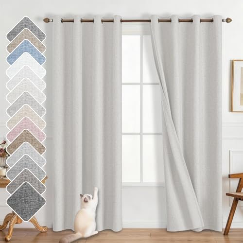 Linen Textured 100% Blackout Curtains - Thermal Insulated & Energy