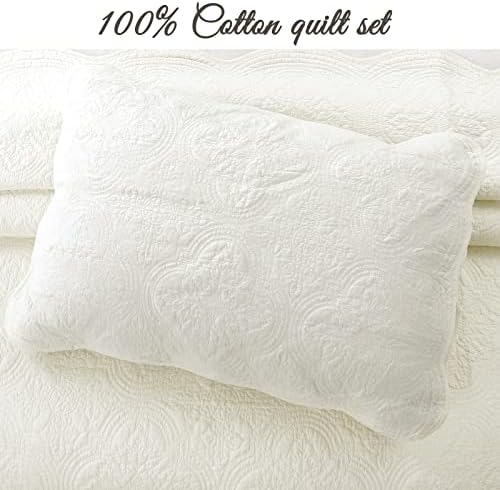 Cozy Line Home Fashions 100% Cotton Medallion Off White Matelasse