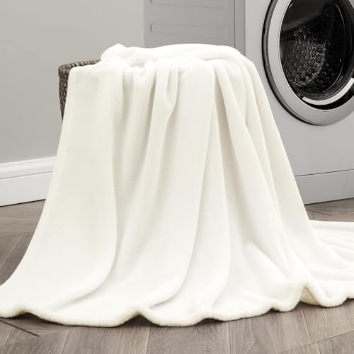BEDELITE Fleece Blanket Soft Plush King Size Bed Blanket Cream