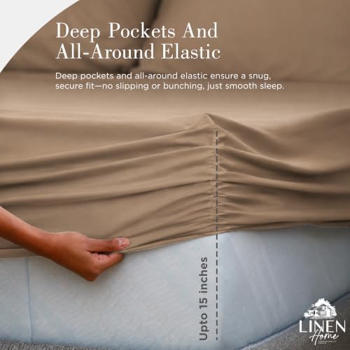 Linen Home Classic 100% Cotton Percale Fitted Sheet Queen Size