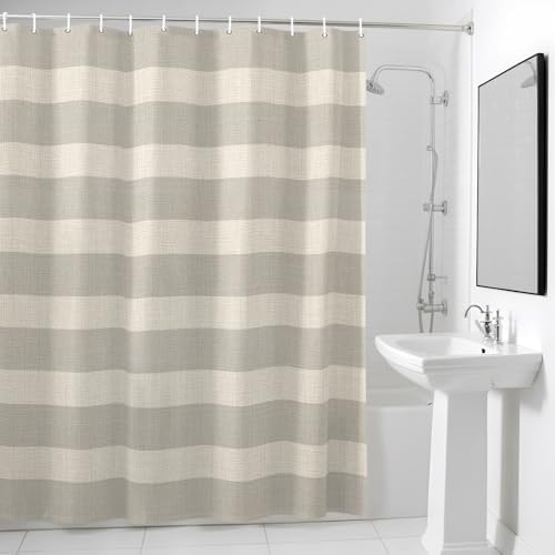 Shower Curtains Sets for Bathroom Decor Minimalist Taupe Stripes