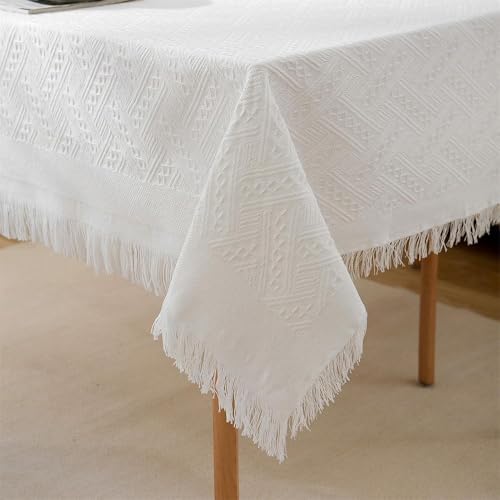 Cotton Linen Rectangle Tablecloth, Washable Wrinkle Free Table Cloth