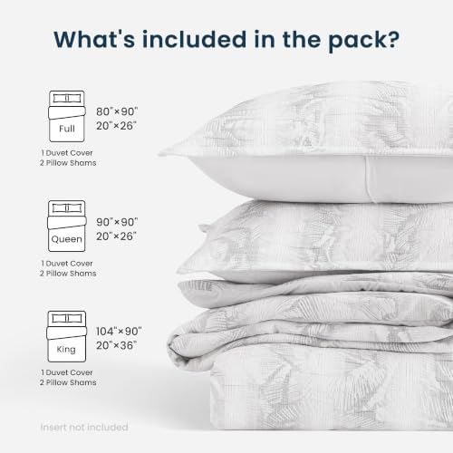 SLEEP ZONE Duvet Cover Set Queen, White Modern Jacquard Bedding Set