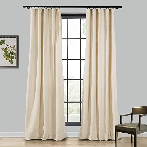 TWOPAGES 4 Kinds of Hanging Methods Faux Linen Room Darkening Curtain