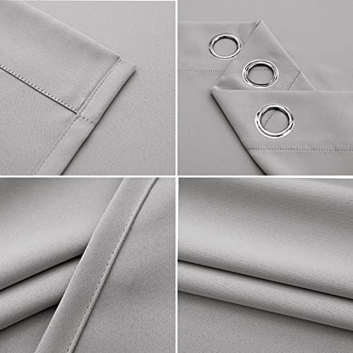 Pickluc Light Grey Blackout Curtains 63 Inches Long 2 Panels Set