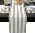 Teamery Table Runner for Kitchen Decor, Beige White Stripes Table