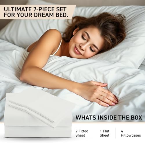 100% Egyptian Cotton Split King Sheet Set - 1000 Thread Count 7PC