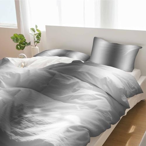 Duvet Cover Set Queen Dark Gray Gradient 3 Piece Bedding Set