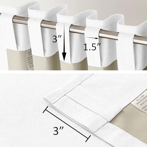 120 Inch Extra Long Linen Pure White Curtains Floor to Ceiling for