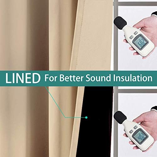 Yakamok Beige 100% Blackout Curtains 108 Inches Long for Bedroom 52"