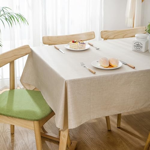 Tablecloth Party, 51 x 71 inch, Rectangle, Beige, Linen Solid Color