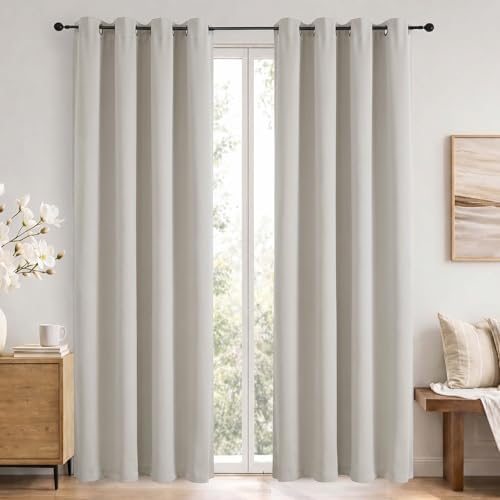 Simplebrand Natural Blackout Curtains 84 Inch Length 2 Panels Set for