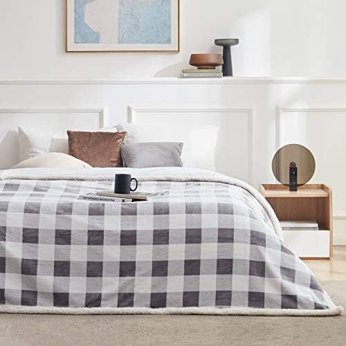 Touchat Sherpa Plaid Twin Blanket 60" X 70", Fuzzy Fluffy Soft Cozy