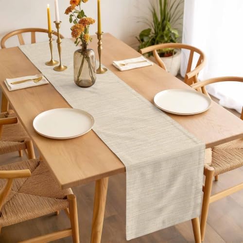 Creamy Ivory Table Runner, Country Vintage Minimalist Solid Color