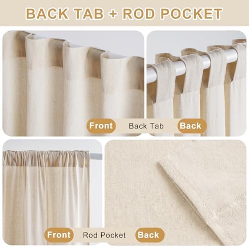 BLEUM CADE Farmhouse Cotton Linen Curtains for Living Room, Boho