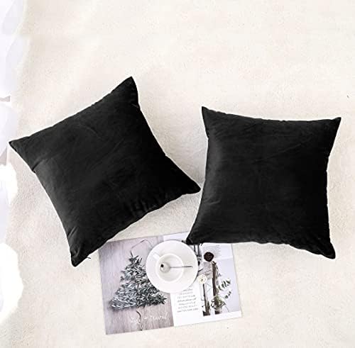 NiNi ALL 4 Pack Black Throw Pillow Covers 18x18 Inch, Luxury Set of 2
