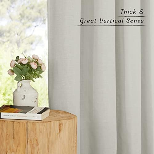 NICETOWN Thick Linen Blend Curtains Flax Textured for Bedroom, Rustic