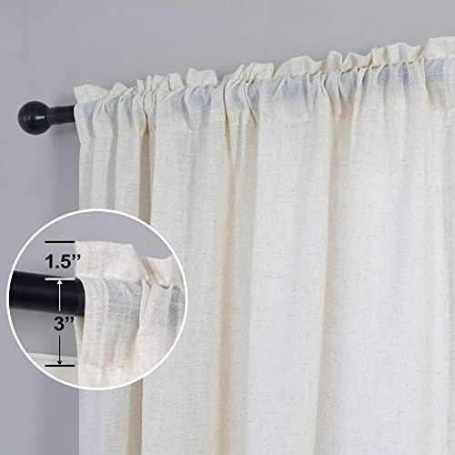 KOUFALL 108 Inch Curtains,Light Filtering Linen Semi Sheer Curtains