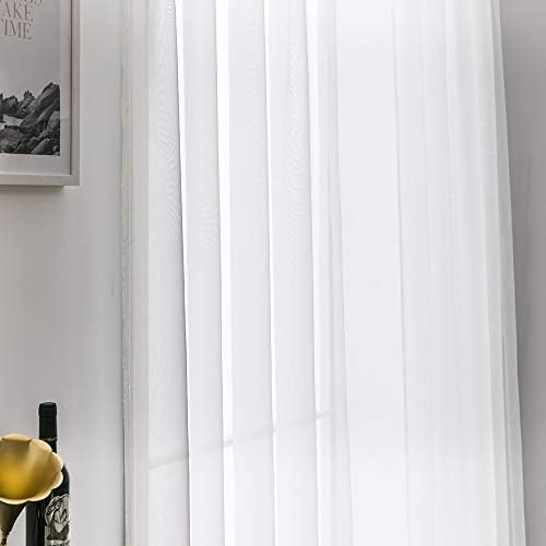 MIULEE 2 Panels Sheer Curtains for Living Room 54 X 108 Inches Ivory
