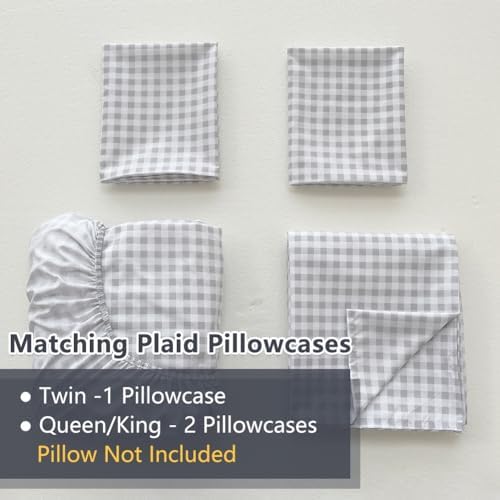 NSNLGSGC Light Grey Gingham Twin Sheet Set