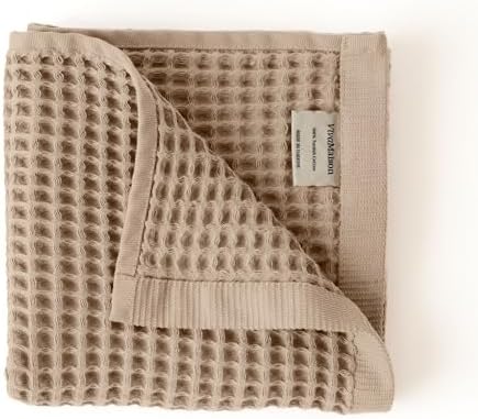 Waffle Hand Towels for Bathroom Set of 4, Brown, 20x35