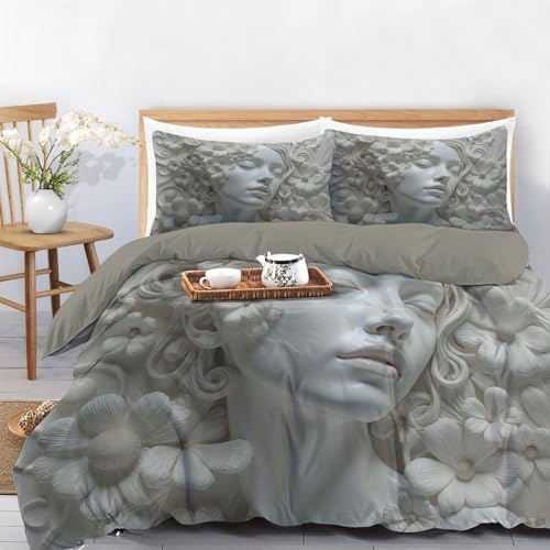 Duvet Cover Set King, Elegant Beauty Relief Brushed Microfiber