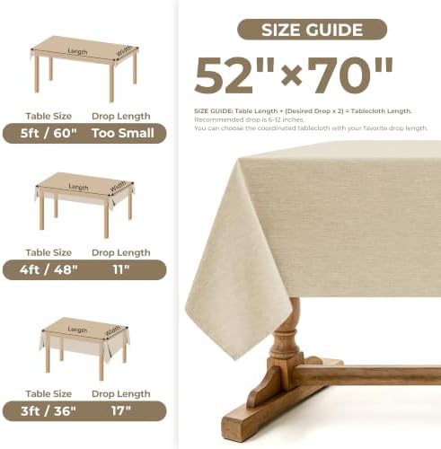 Decorelia Faux Linen Rectangle Tablecloth for Dining Room,Outdoor