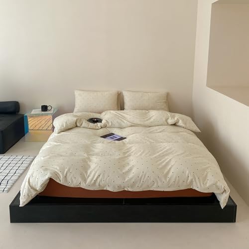 Black Polka Dot Duvet Cover Set TwinXL Size 3-Piece, Ultra Soft Jersey