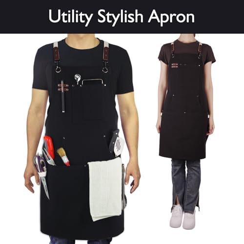 5 Pack Kitchen Apron, Work Apron, Canvas Apron, Black