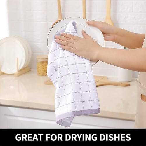 Homaxy 100% Cotton Terry Kitchen Dish Cloths, 8 Pack, White