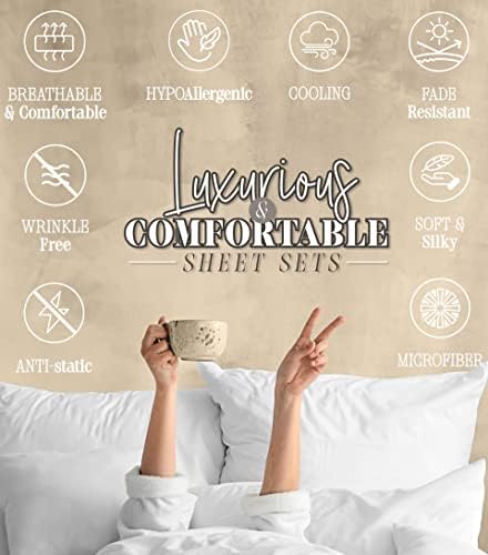 Elegant Comfort Paisley 6-Piece Sheet Set Deep Pocket, Full, Latte