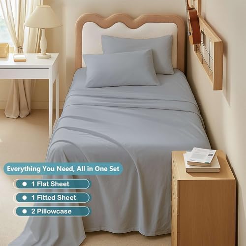 Ready To Rest 4 Piece Twin XL Sheets - Light Grey, 15 Inch Deep