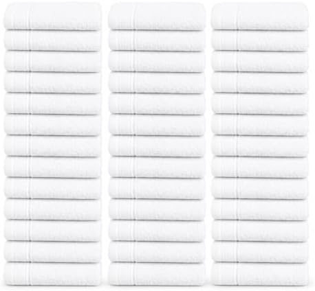 60 Piece Washcloths Set, 12x12 Inches White, Quick Dry Super Soft &