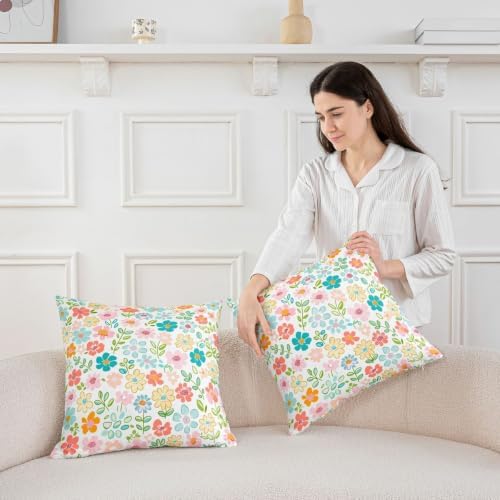 Feelyou Botanical Floral Printed Throw Pillow Covers Set of 2 Blossom