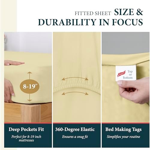 100% Egyptian Cotton King Size Sheets Set - Luxury High Thread Count