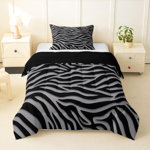 Erosebridal Zebra Print Twin Comforter Set Gray Stylish Animal Print
