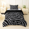 Erosebridal Zebra Print Twin Comforter Set Gray Stylish Animal Print