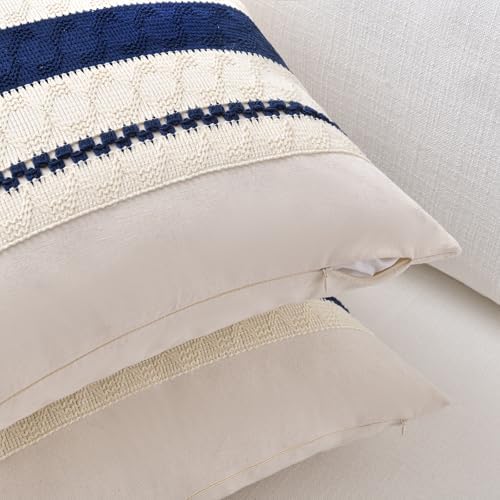 Fancy Homi Set of 2 Navy Blue Decorative Throw Pillow Covers 22x22