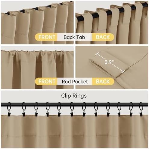 Beige Curtains 72 Inches Long Room Darkening Thermal Insulated Drapes