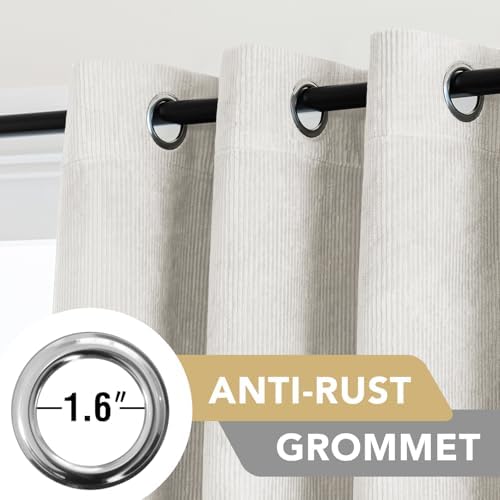 H.VERSAILTEX Velvet 100% Blackout Curtains 55x108 Ivory 2 Panels