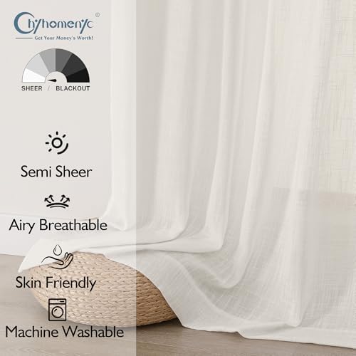 Chyhomenyc Extra Long Ivory Semi Sheer Curtains 108 Inches Long 2