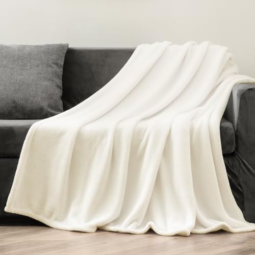 BEDELITE Fleece Blanket Soft Plush Throw for Couch Cream 50"x70"