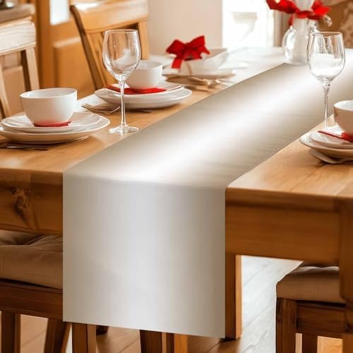 Beige White Ombre Table Runner, Washable Cotton Linen Table Runners