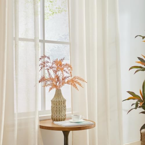 HLC.ME Semi Sheer Grommet Window Curtains, 2 Panels, 54x84 Inch, Cream