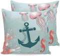 20 x 20 Inch Pillow Covers Set of 2, Ocean Coastal Decorative Throw
