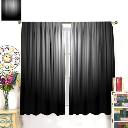 Black and Grey Curtains White Gray Ombre Trendy Simple Silver Abstract