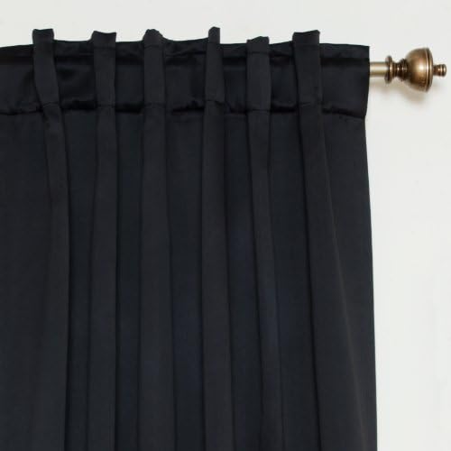 Black Rod Pocket Energy Saving Thermal Insulated Blackout Curtain
