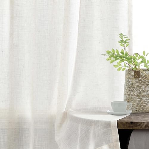 WEST LAKE 10 FT Tall Natural Pinch Pleated Sheer Curtains 120 Inches