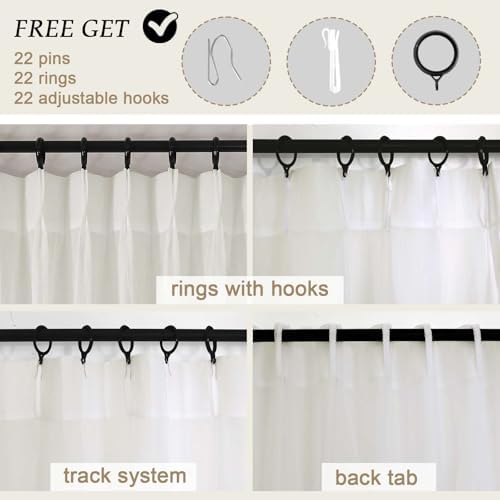 OVZME Ivory Sheer Curtains 96 Inches Long 2 Panels Set, Farmhouse